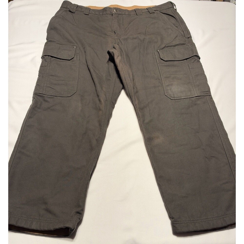Duluth Fire Hose Pants Mens 46x30 Brown Fleece Lined Cargo Work 34513 READ FLAWS